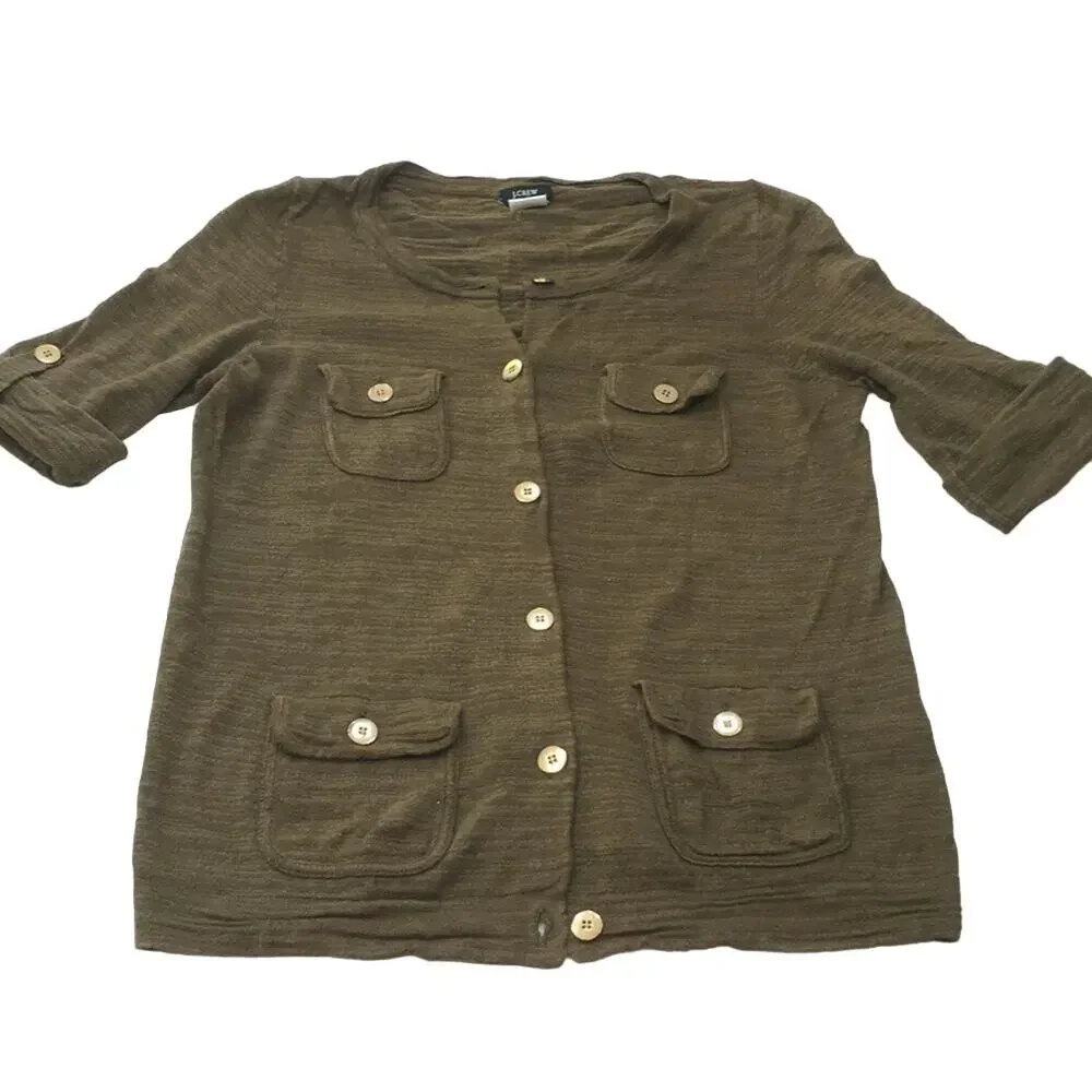 J. Crew button up short sleeve knit top sz XS